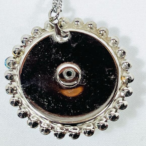 Vintage Opal Turquoise & Blue Enamel Textured Laurel Wreath Necklace 10" - Picture 7 of 7